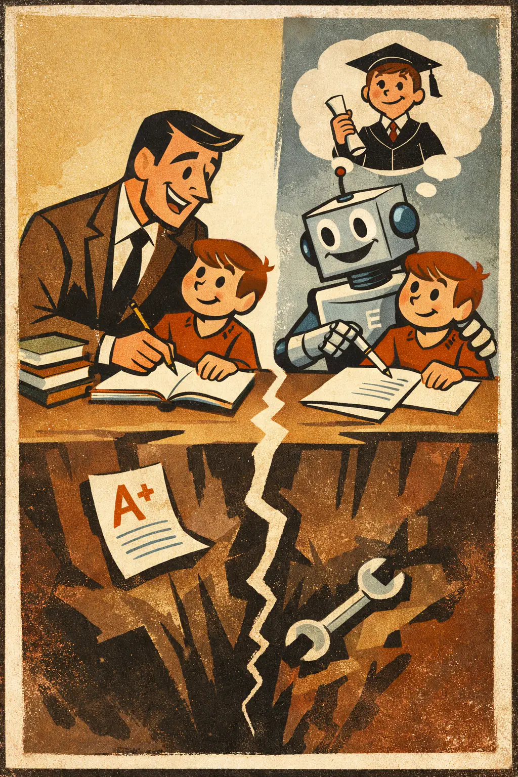 False analogy companion poster in a retro mid-century editorial cartoon style, illustrating occurs when one thing is treated as sufficiently like another even though the comparison breaks down at the point the argument depends on.